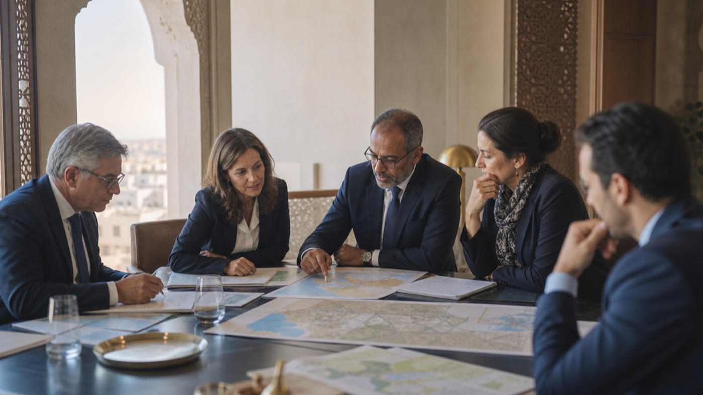 Équipe internationale travaillant sur un programme de développement au Maroc